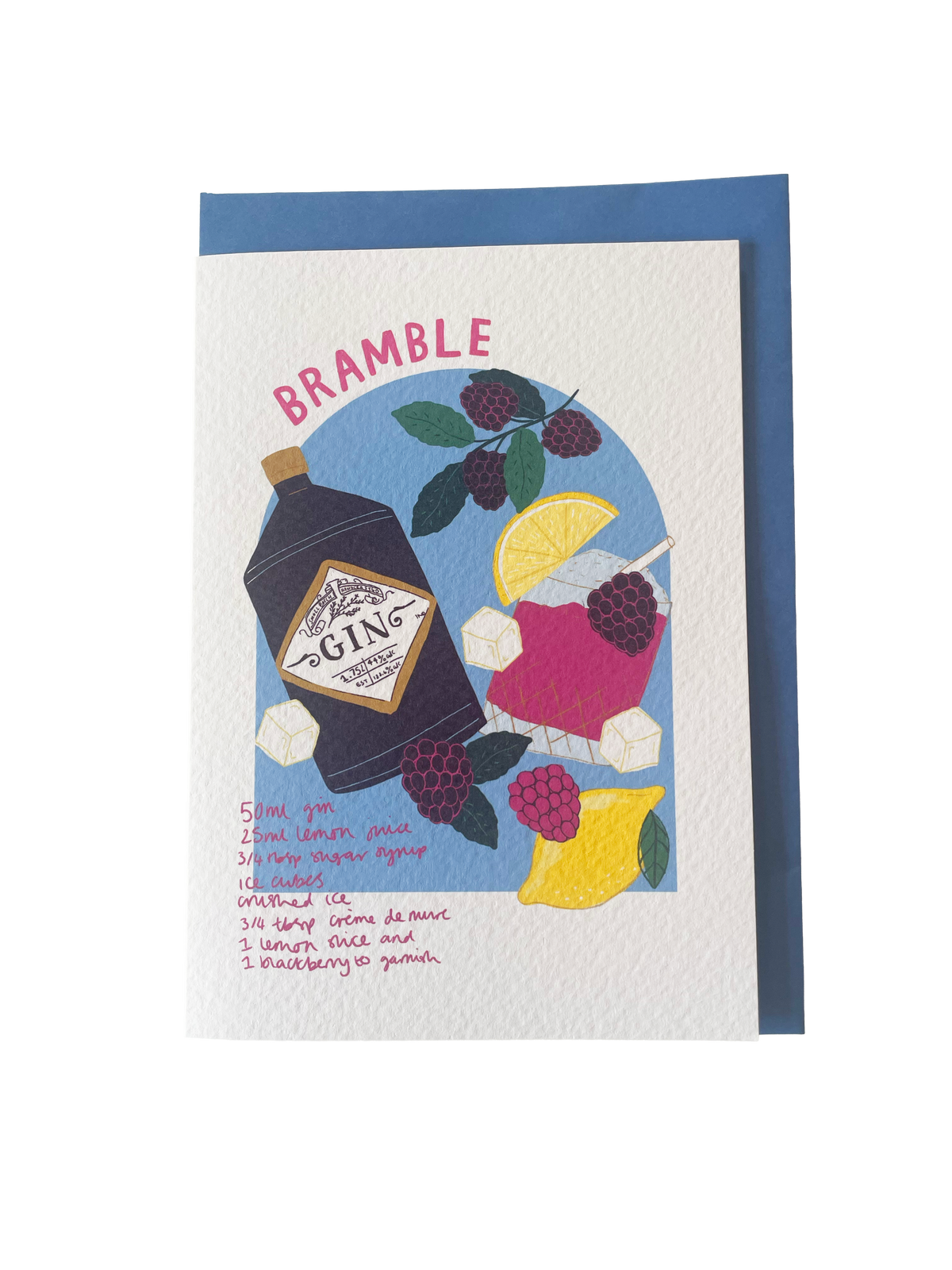 Bramble Cocktail Recipe Greetings Card