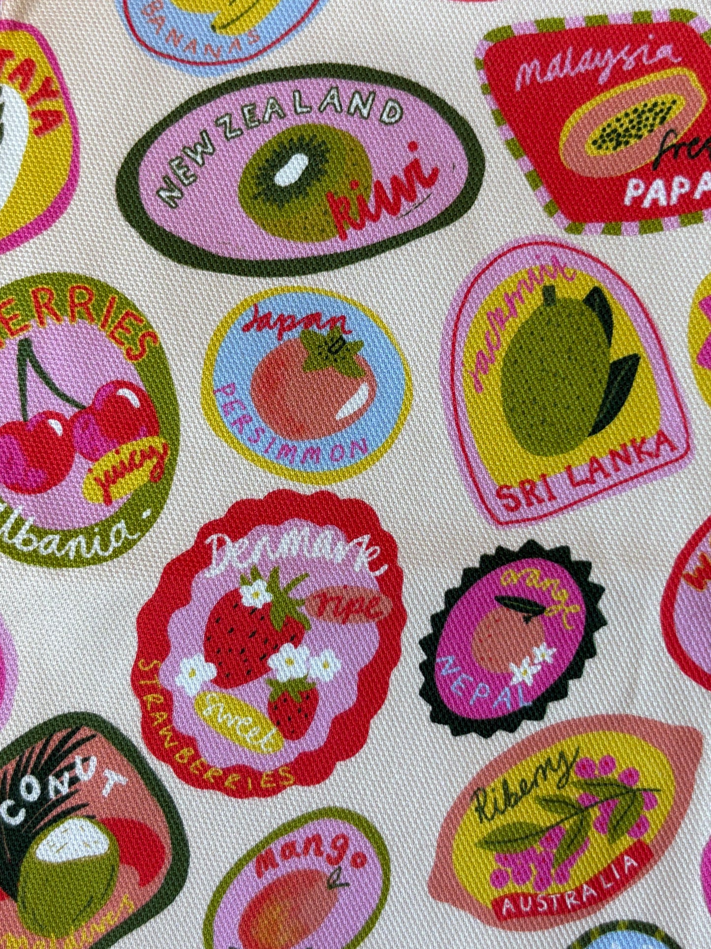 SAMPLE Fruit Stickers Tea Towel