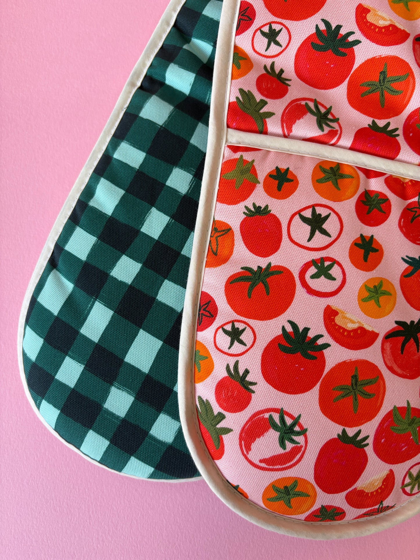 Gants de cuisine en coton biologique à motifs de légumes verts