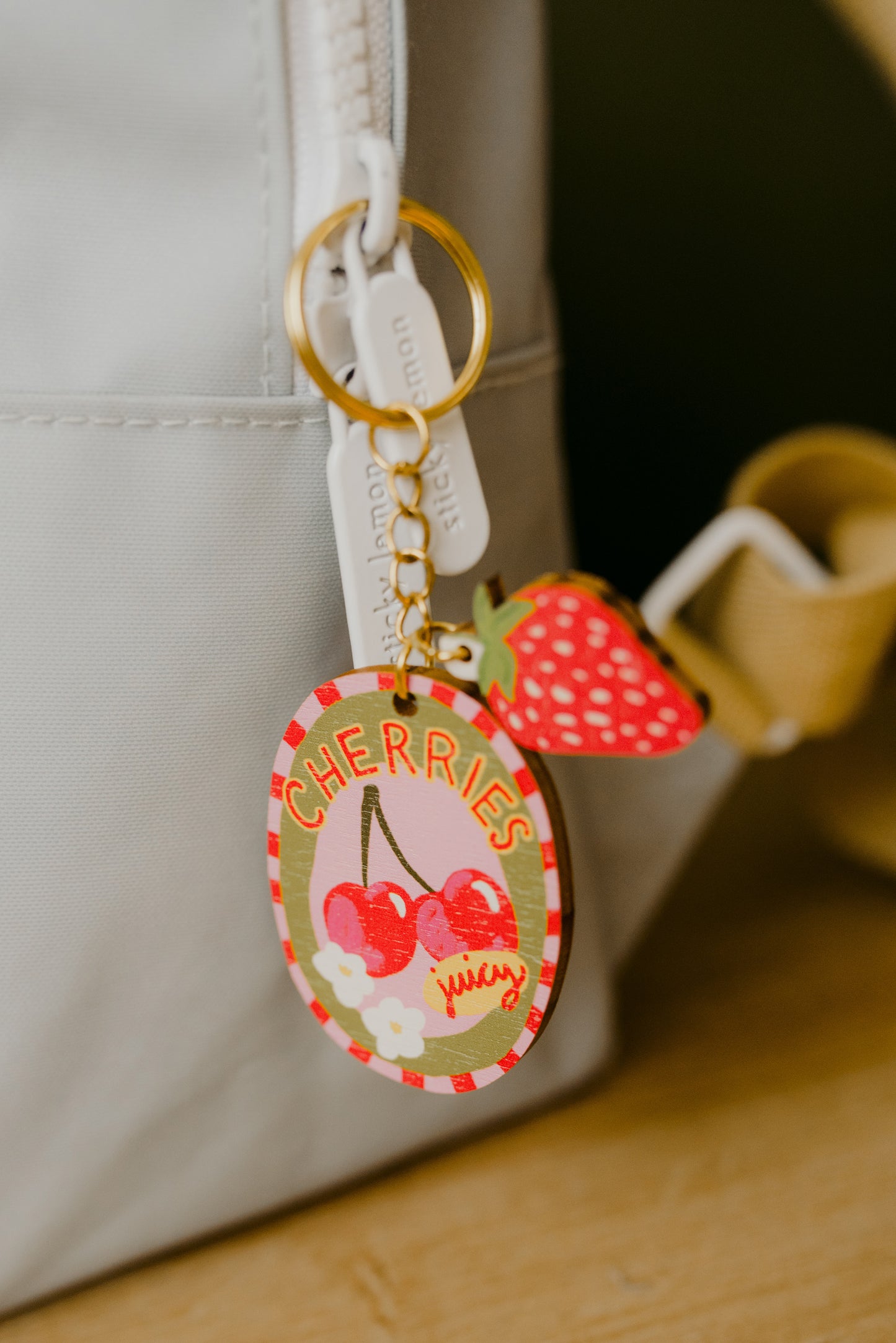 Cherries sticker charm keychain