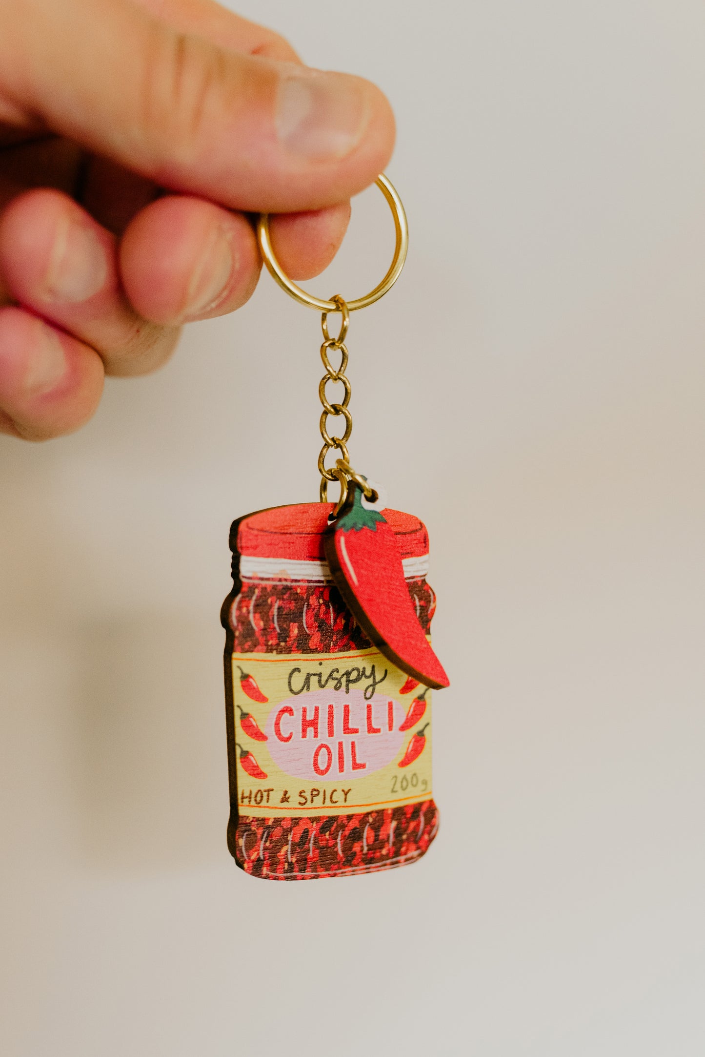 Chilli Oil charm keychain