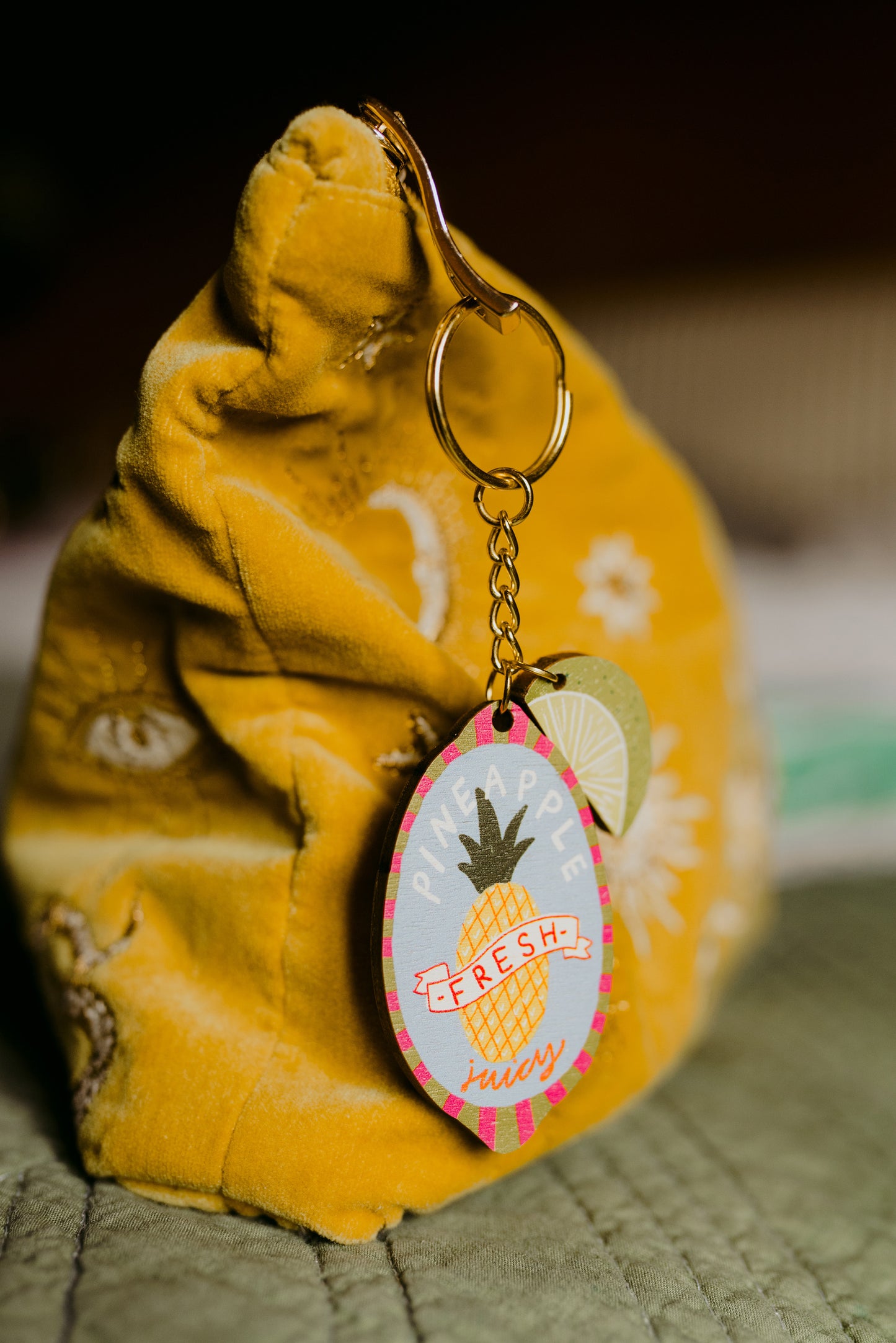 Pineapple sticker charm keychain