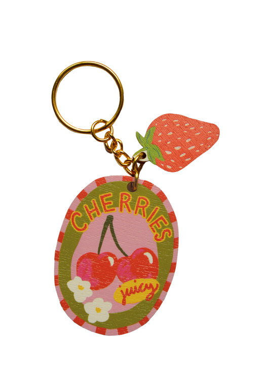 Cherries sticker charm keychain