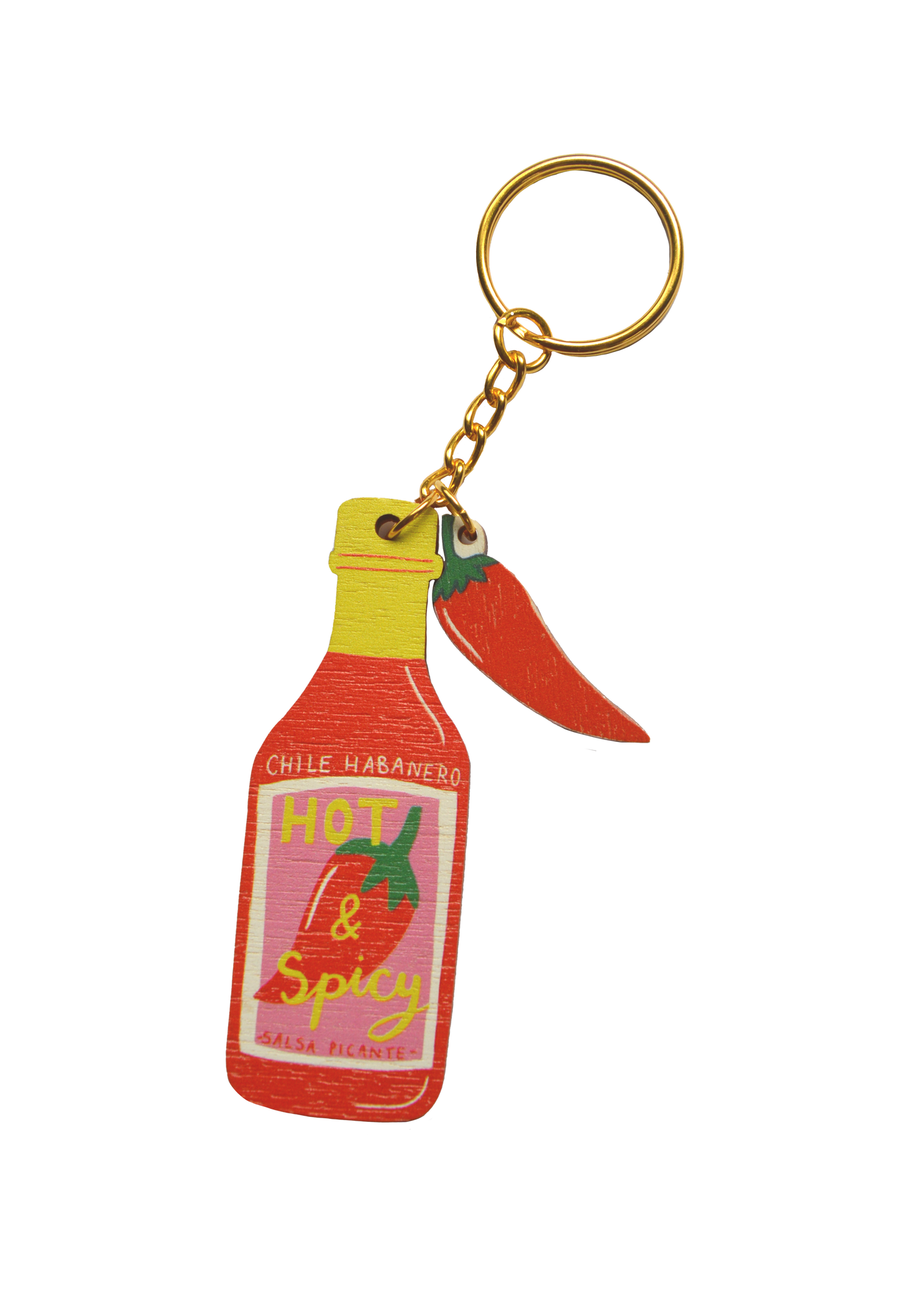 Hot Sauce charm keychain