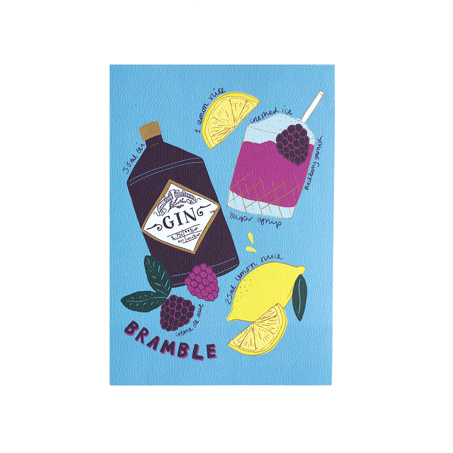 Impression d'art du cocktail Bramble Gin
