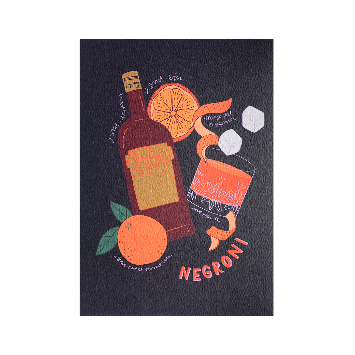 Impression d'art sur le cocktail Negroni