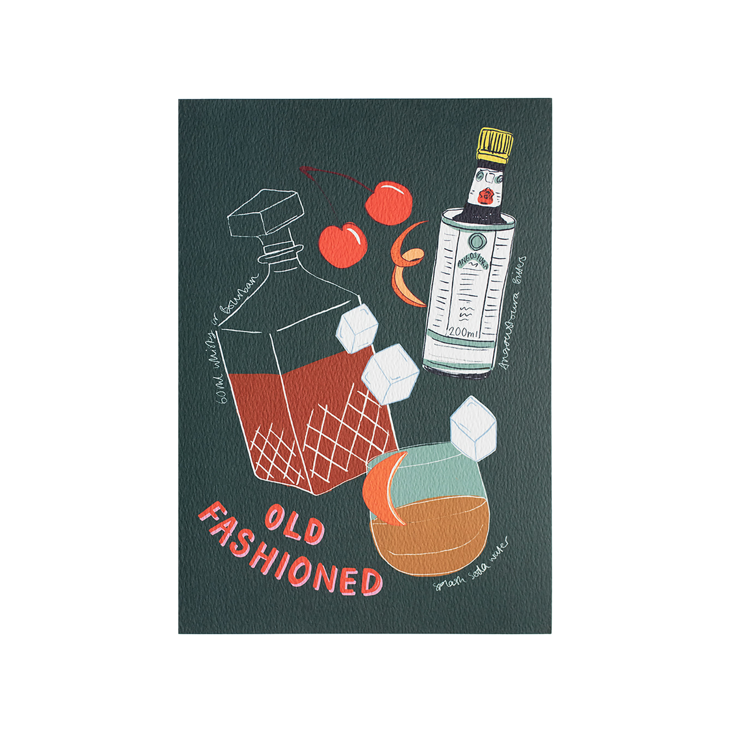 Impresión artística de cóctel antiguo