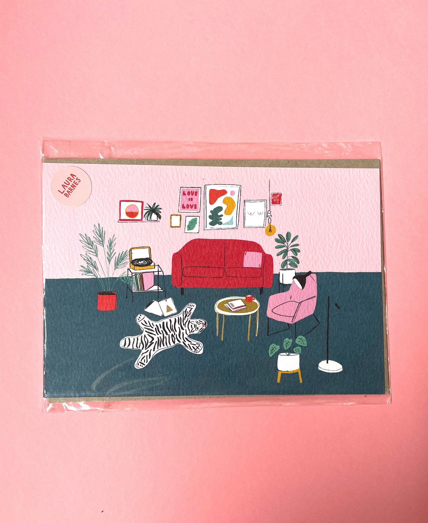 SECONDS Living Room Pink/Navy Print A5 Size