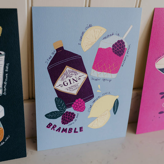 Bramble Gin Cocktail Art print