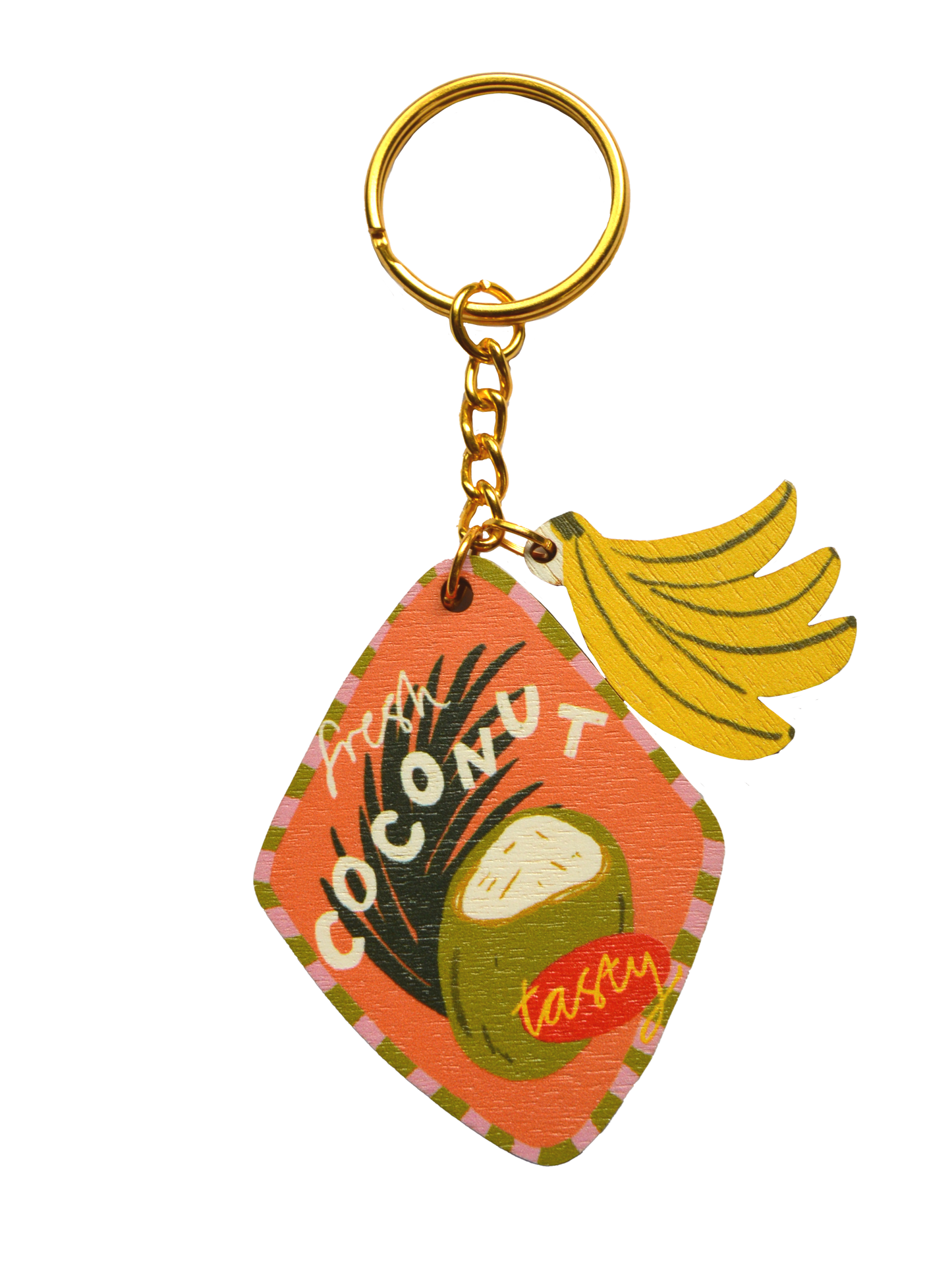 Coconut sticker charm keychain