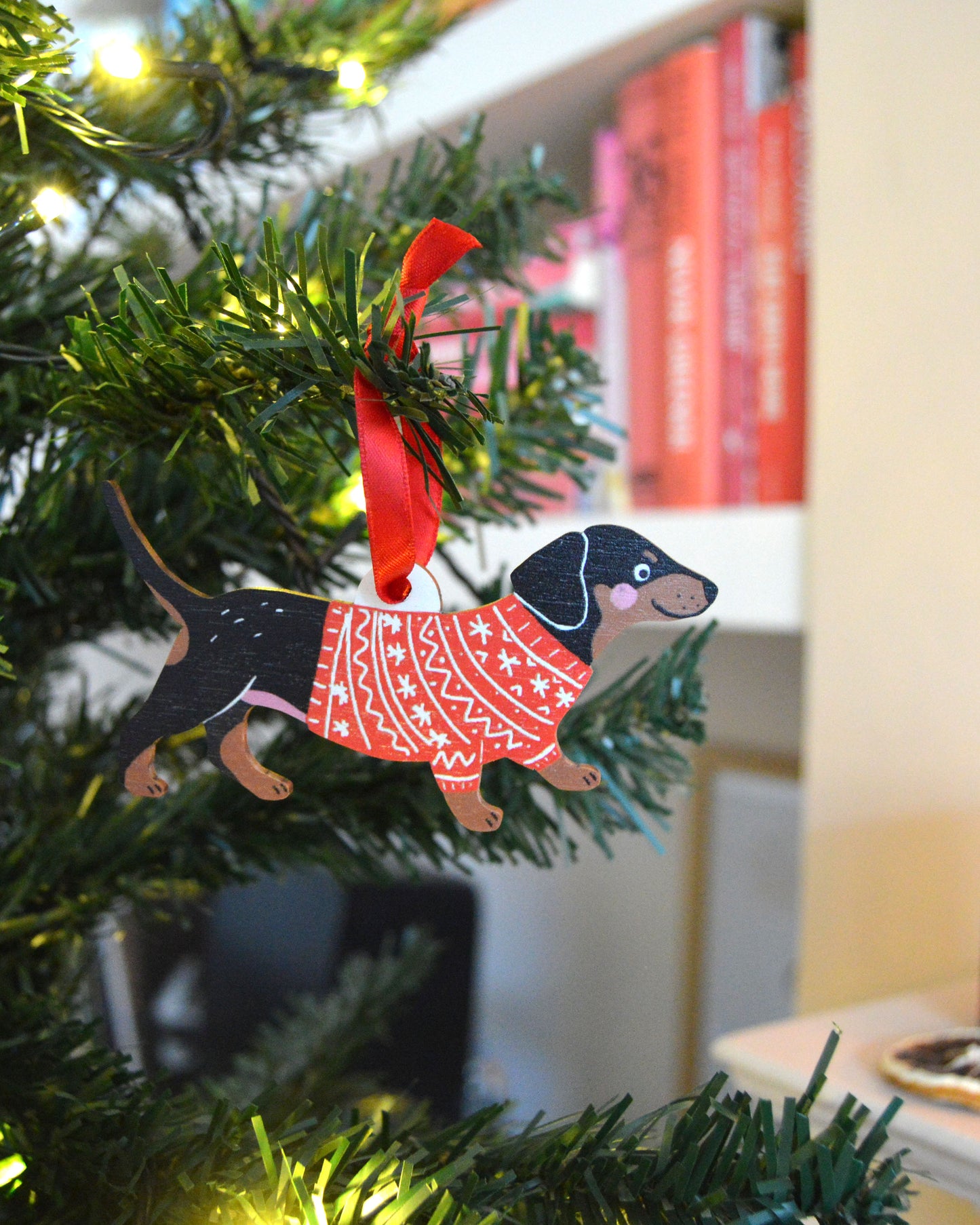 Décoration de Noël en forme de chien teckel