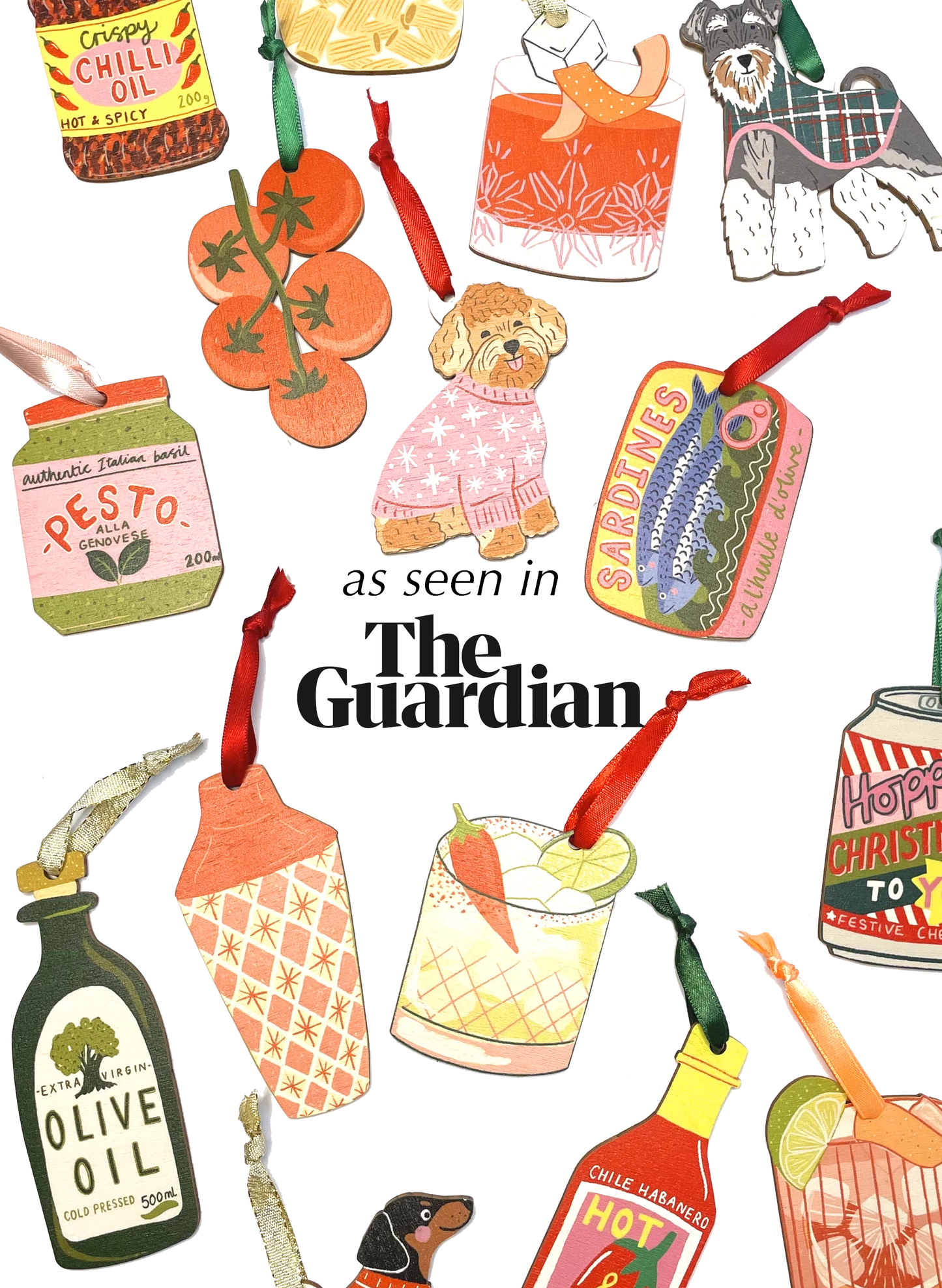 Lindo adorno navideño de perro rizado