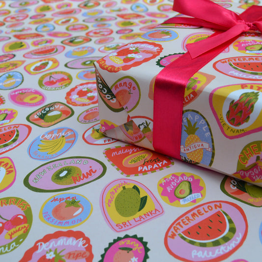 Fruit Stickers Wrapping Paper