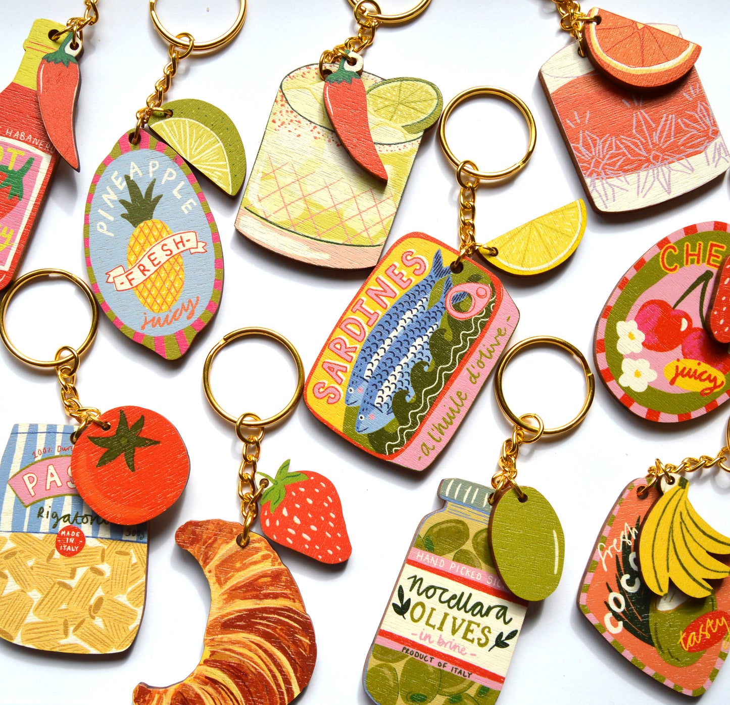 Pasta charm keychain