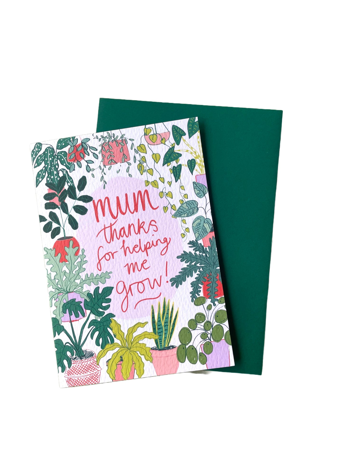 Maman, merci de m'aider à grandir !, carte sur le thème des plantes d'intérieur.