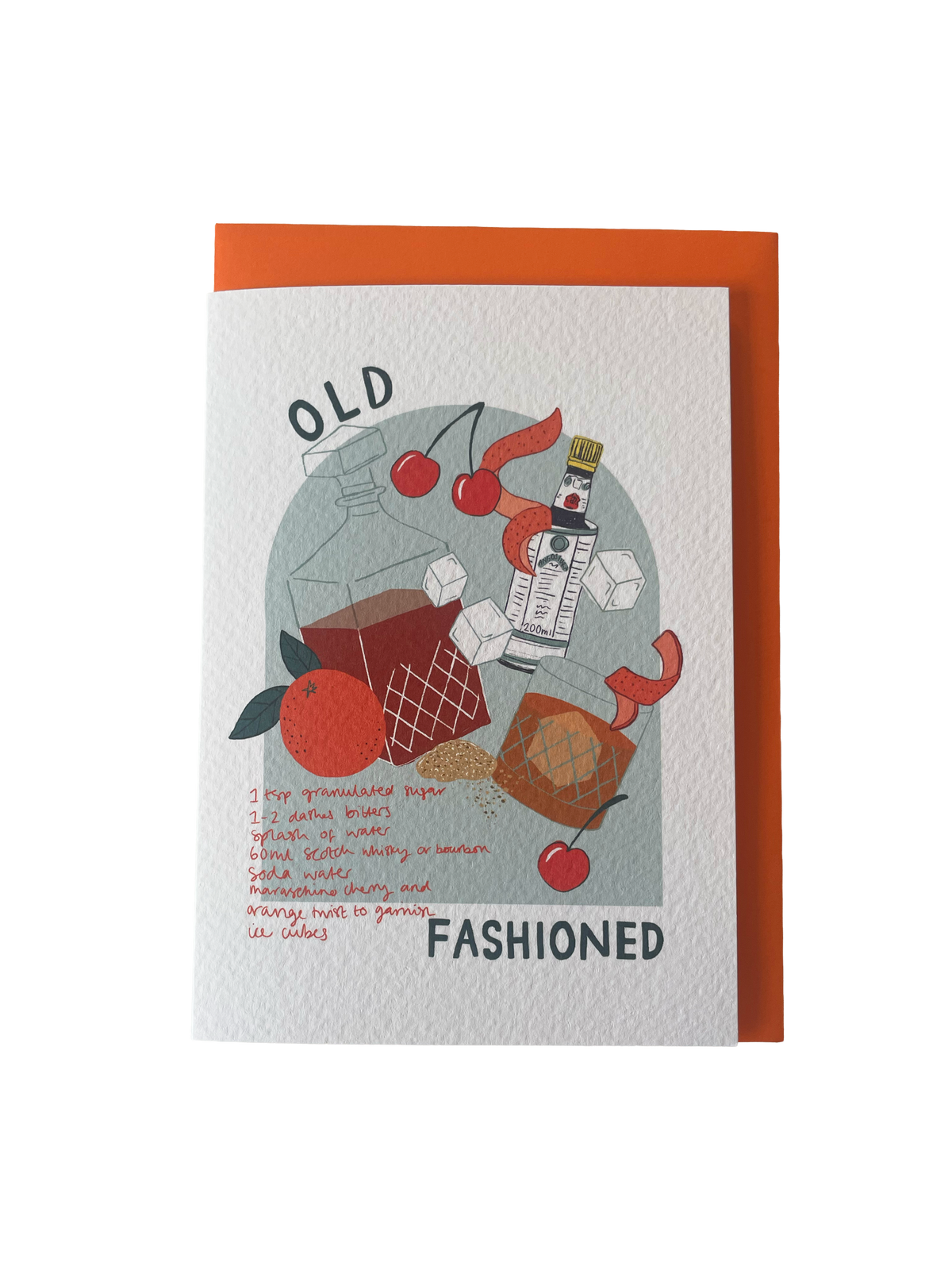 Old Fashioned Cocktail Recipe Greetings Card