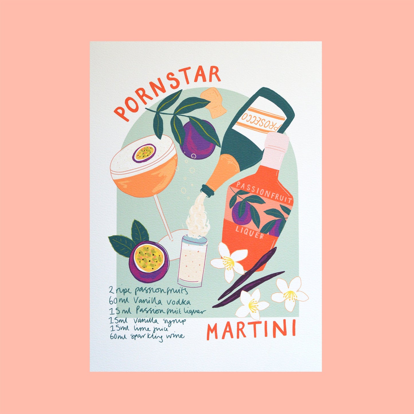 Impresión artística del cóctel Martini de Pornstar