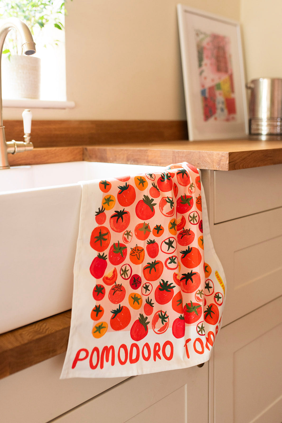Torchon en coton bio à motif tomates Pomodoro