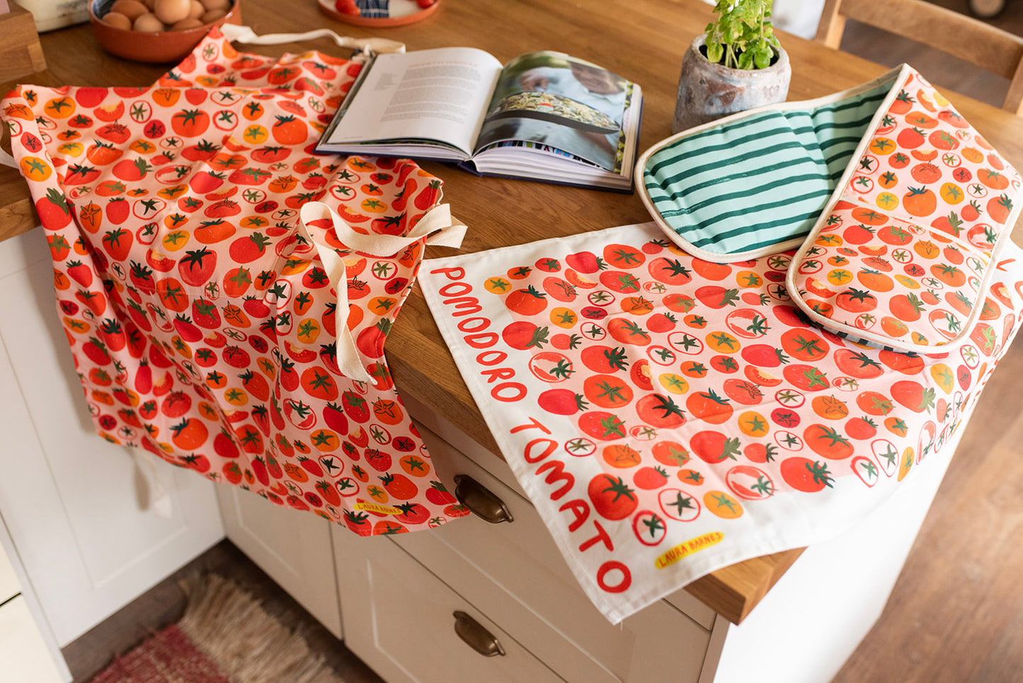 Torchon en coton bio à motif tomates Pomodoro