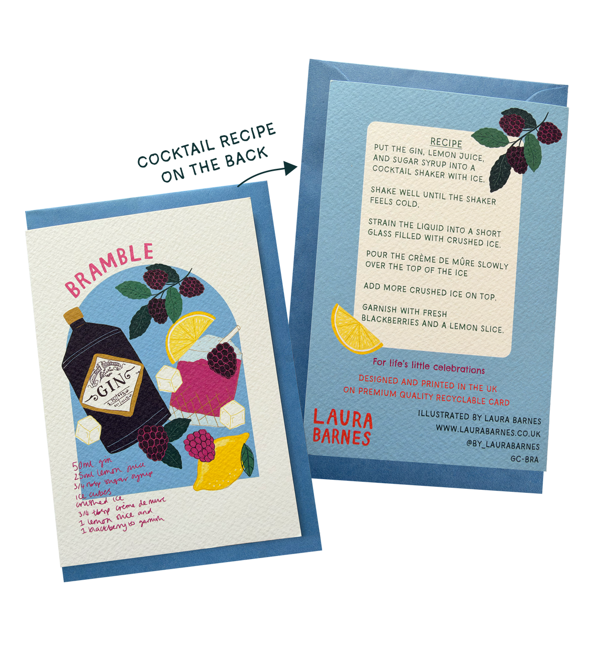 Bramble Cocktail Recipe Greetings Card