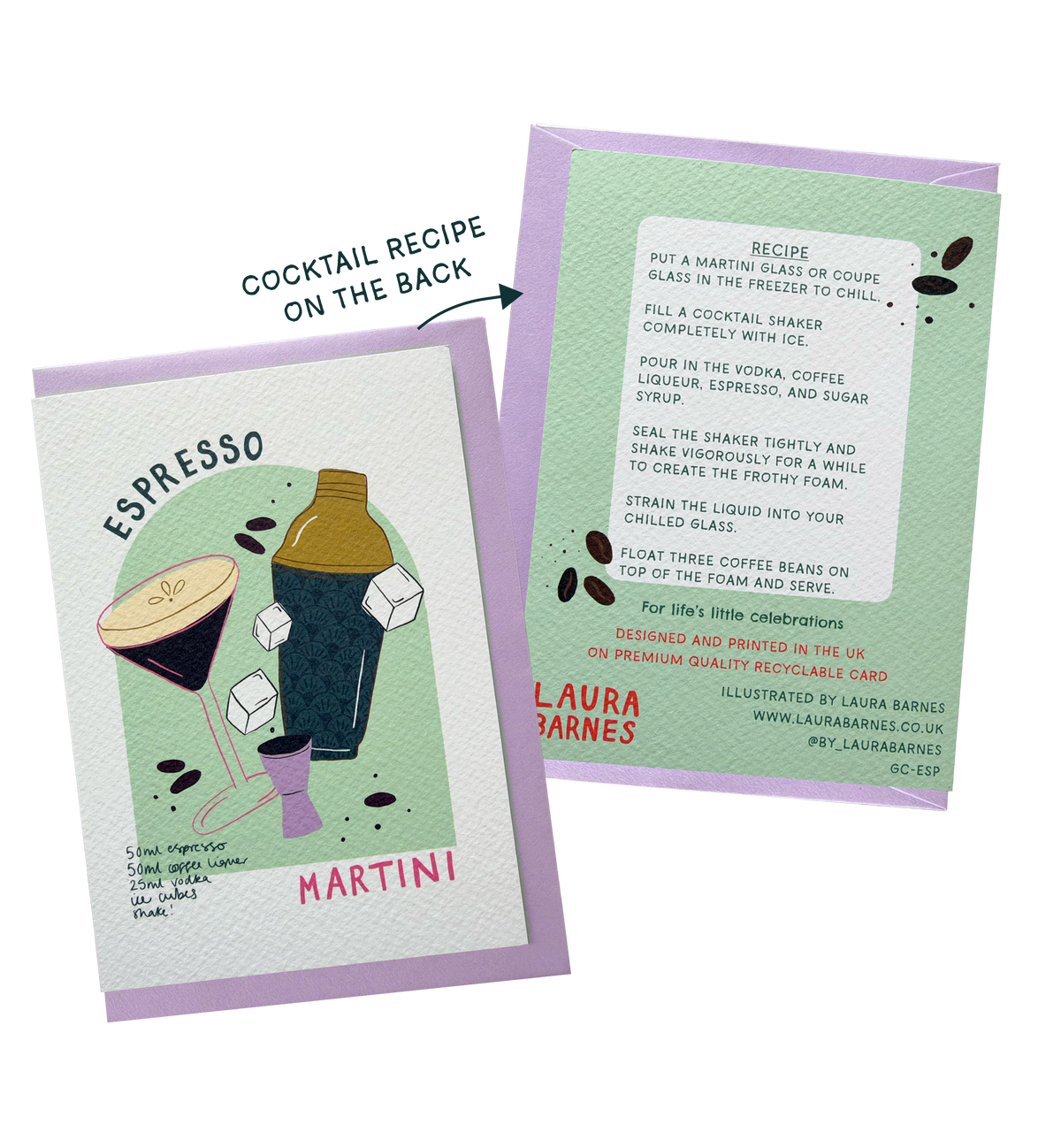Espresso Martini Cocktail Recipe Greetings Card