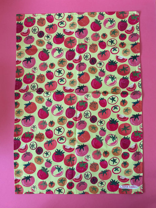 SAMPLE Pomodoro Tomatoes Tea towel - Yellow