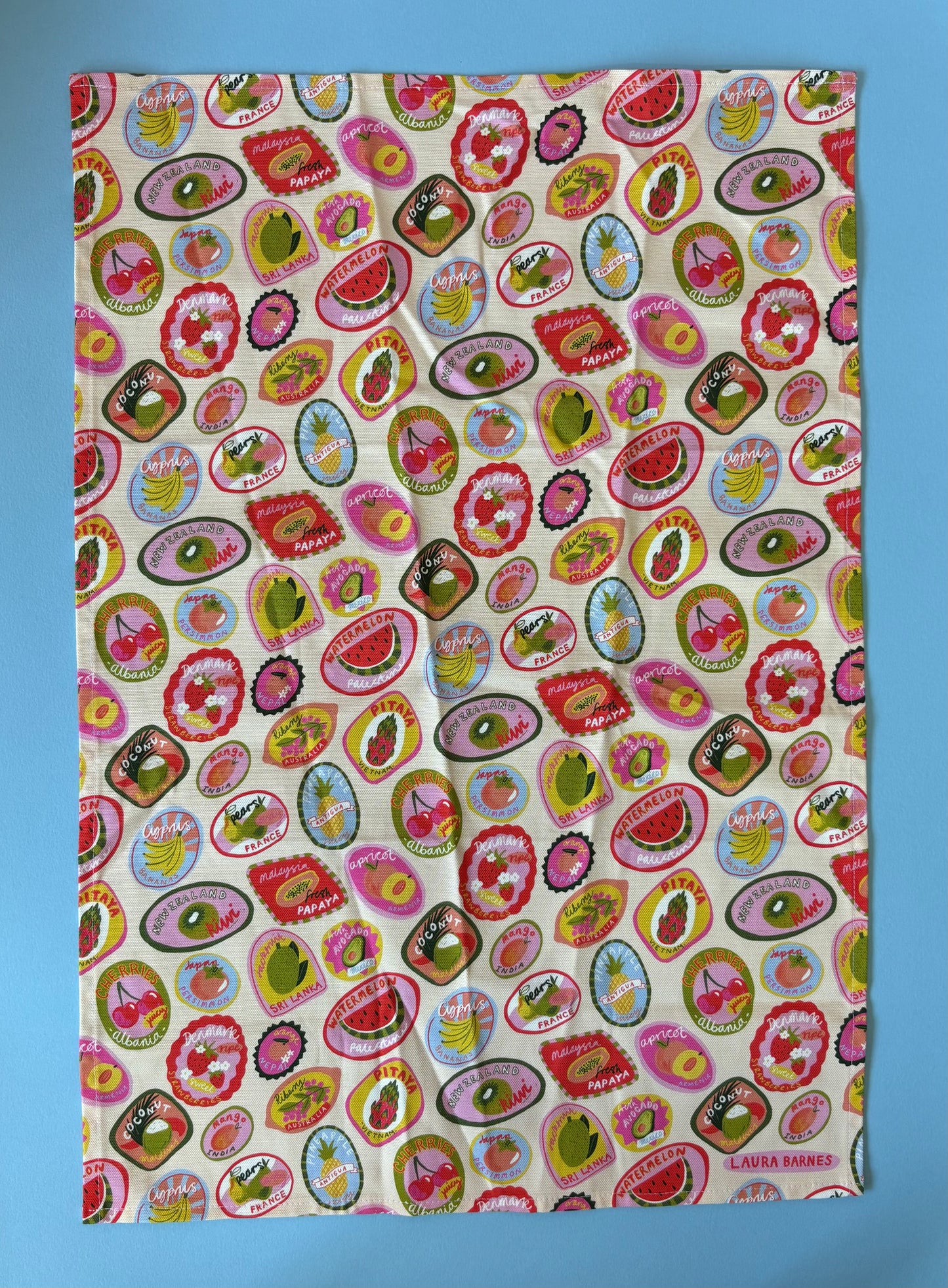 SAMPLE Fruit Stickers Tea Towel