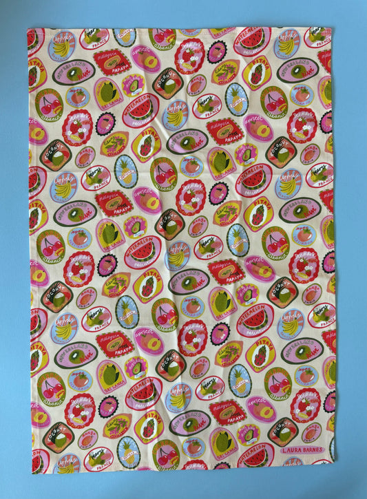 SAMPLE Fruit Stickers Tea Towel
