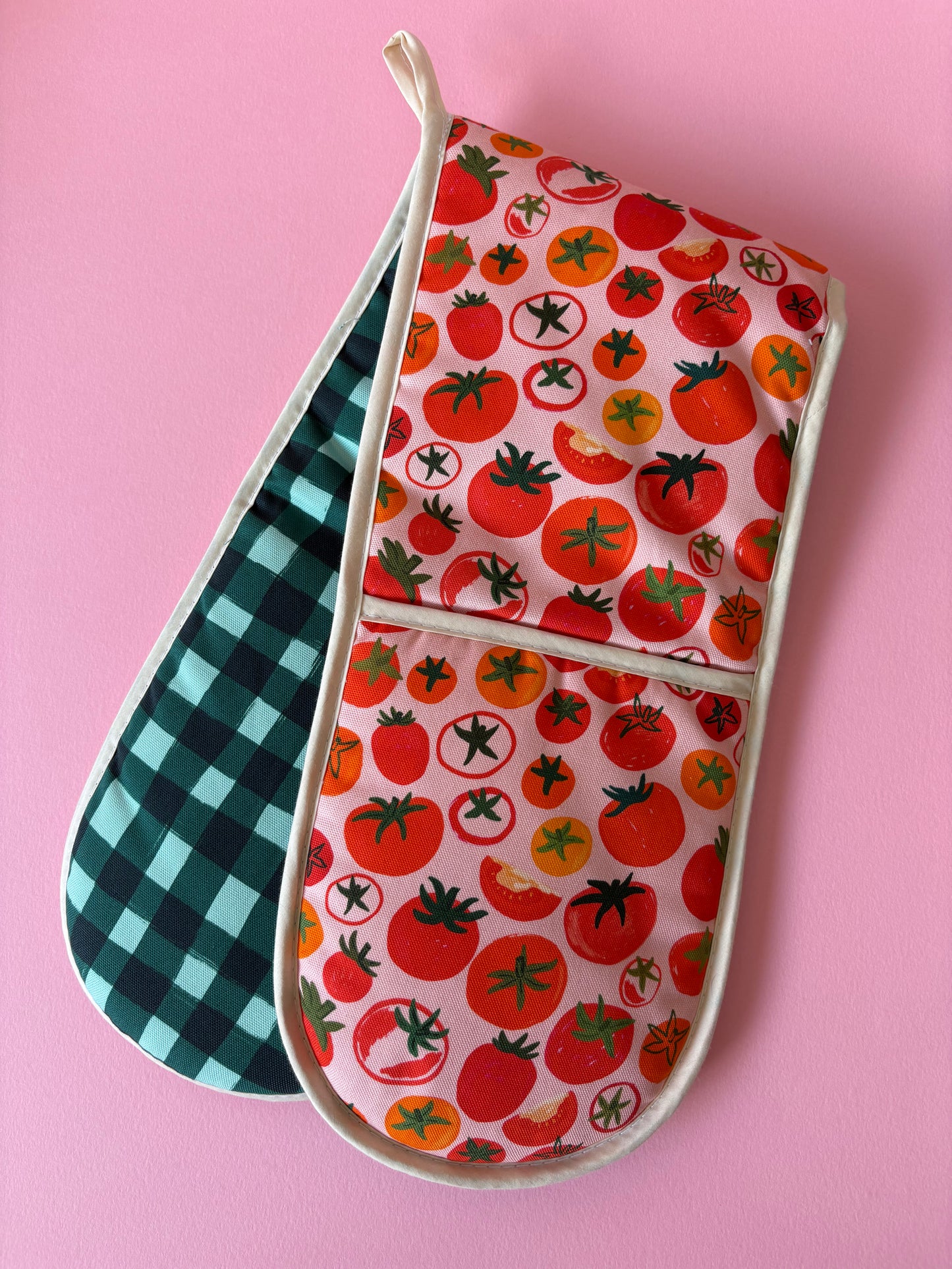 Gants de cuisine en coton biologique à motifs de légumes verts