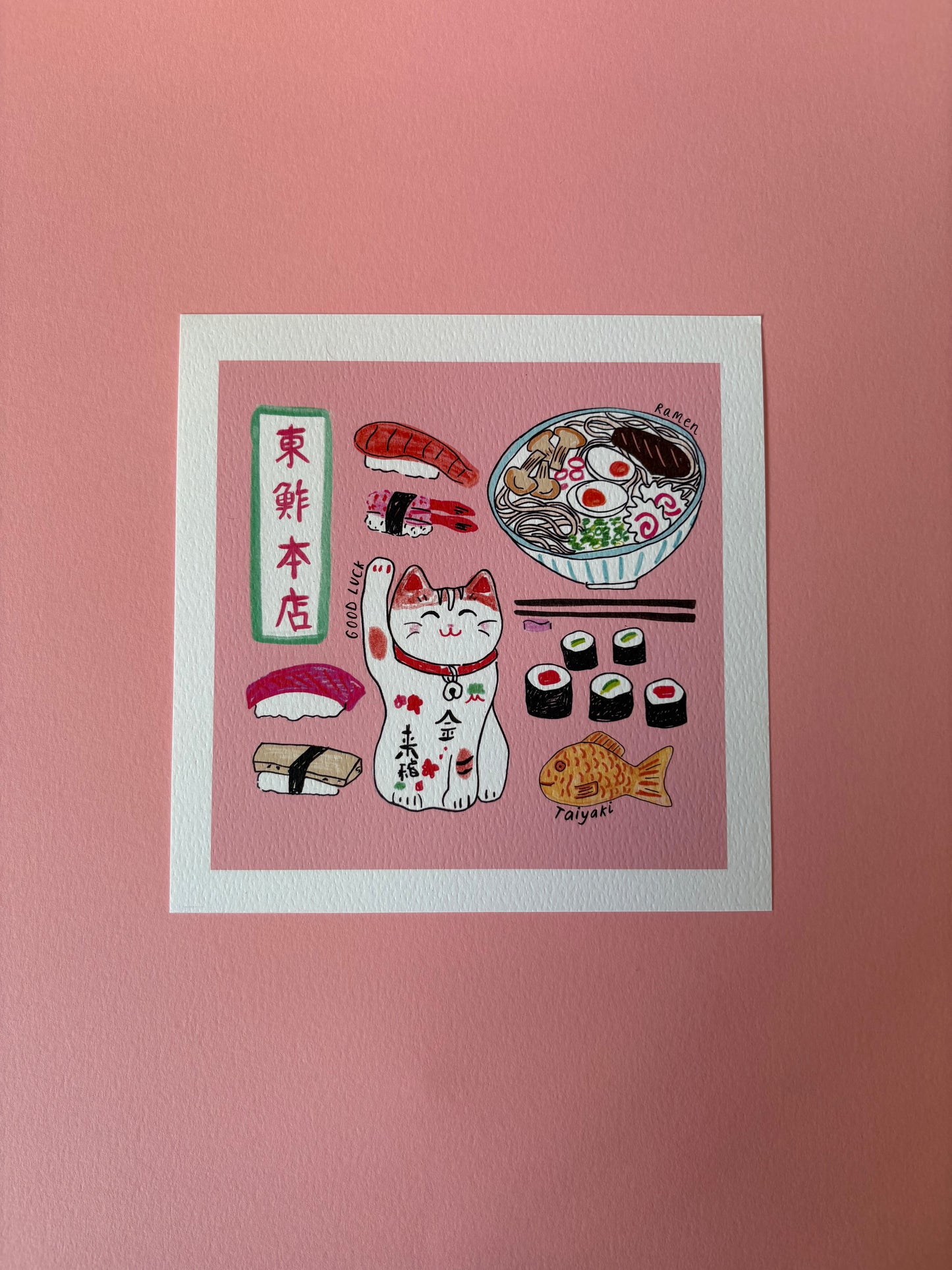 SECONDS - LUCKY CAT SQUARE PRINT