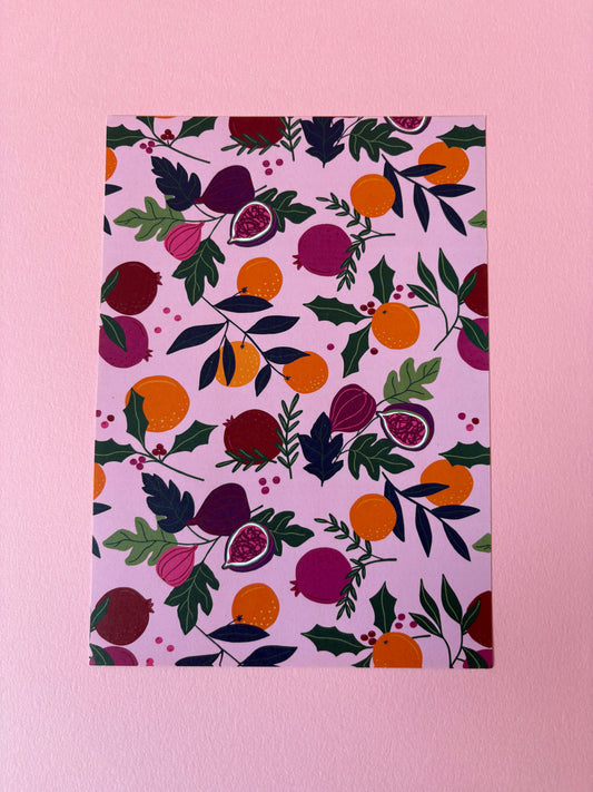 SECONDS Pink Botanical Fruits A4 print