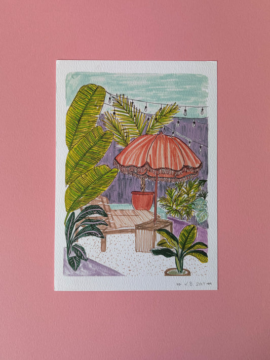 SECONDS Tulum poolside A4 print