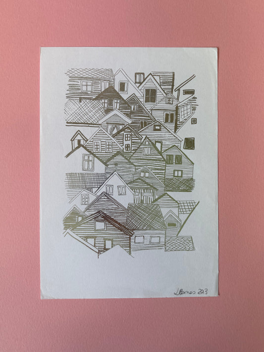 SECONDS A4 Foil Houses Print