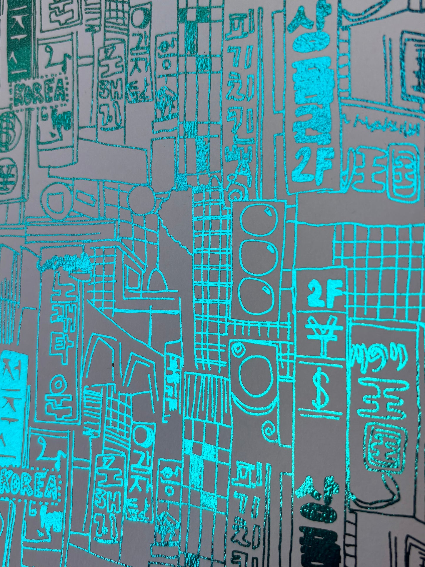 SECONDS Korean street signs blue foil print