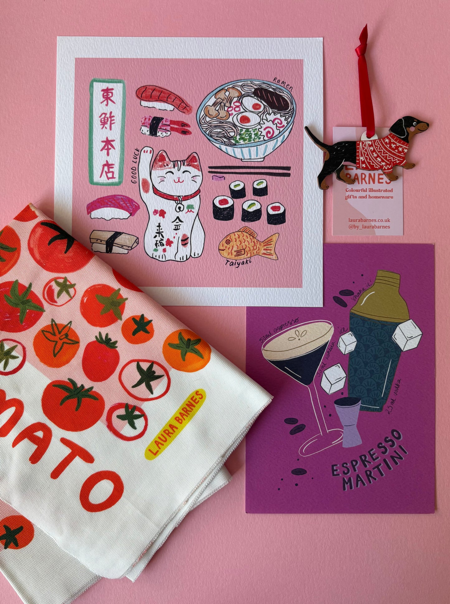 SECONDS - LUCKY CAT SQUARE PRINT