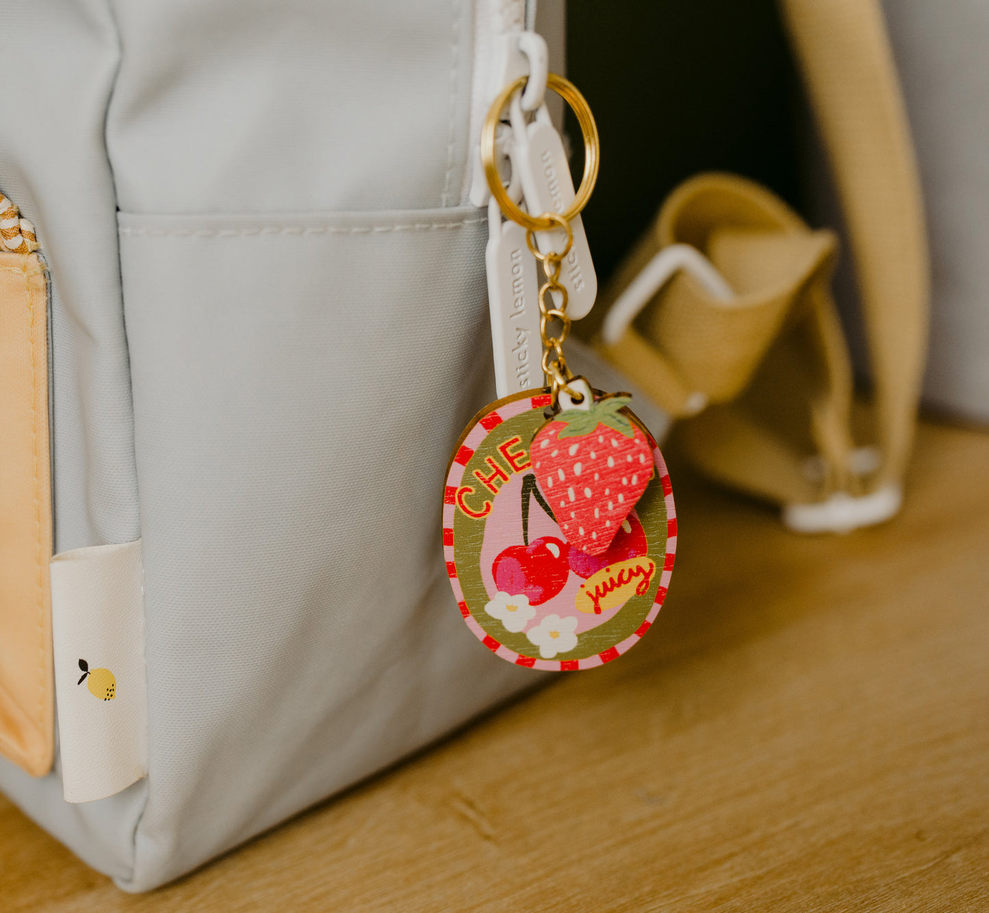 Cherries sticker charm keychain