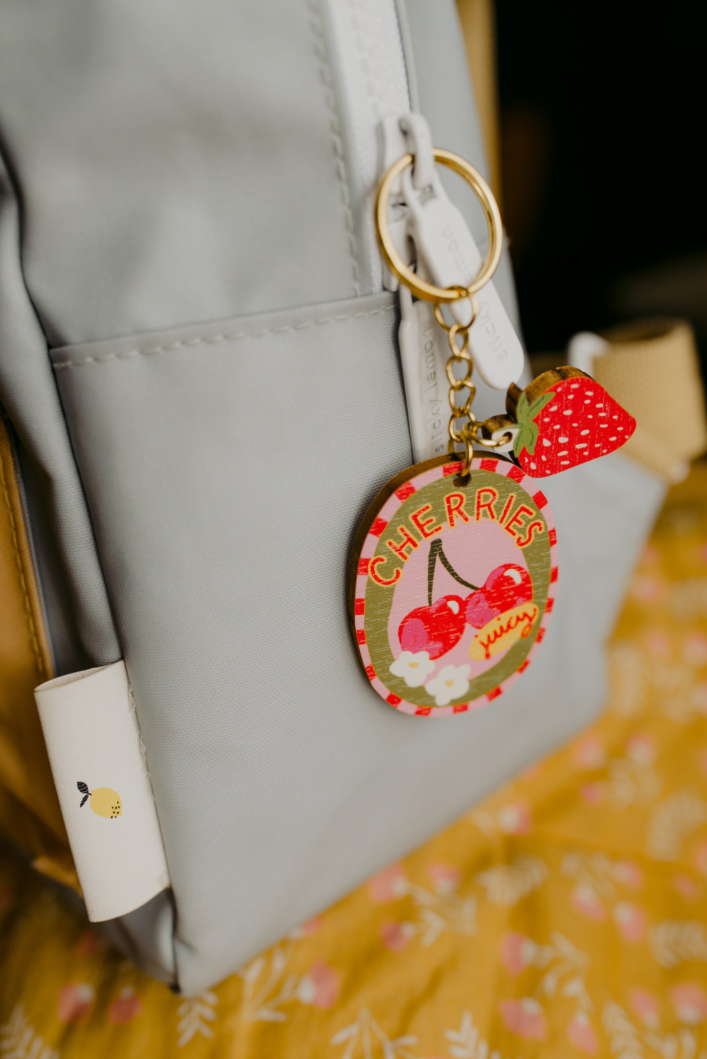 Cherries sticker charm keychain