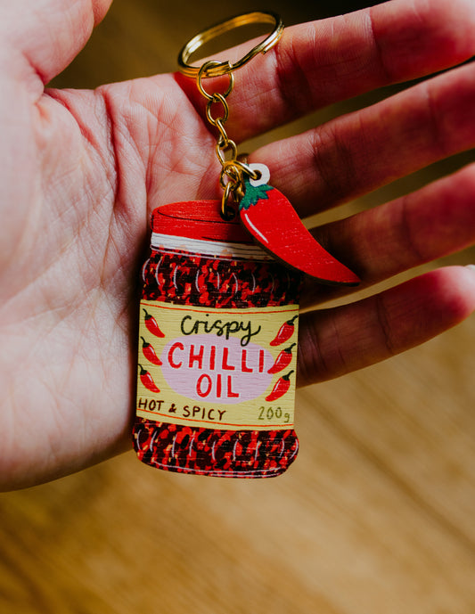 Chilli Oil charm keychain