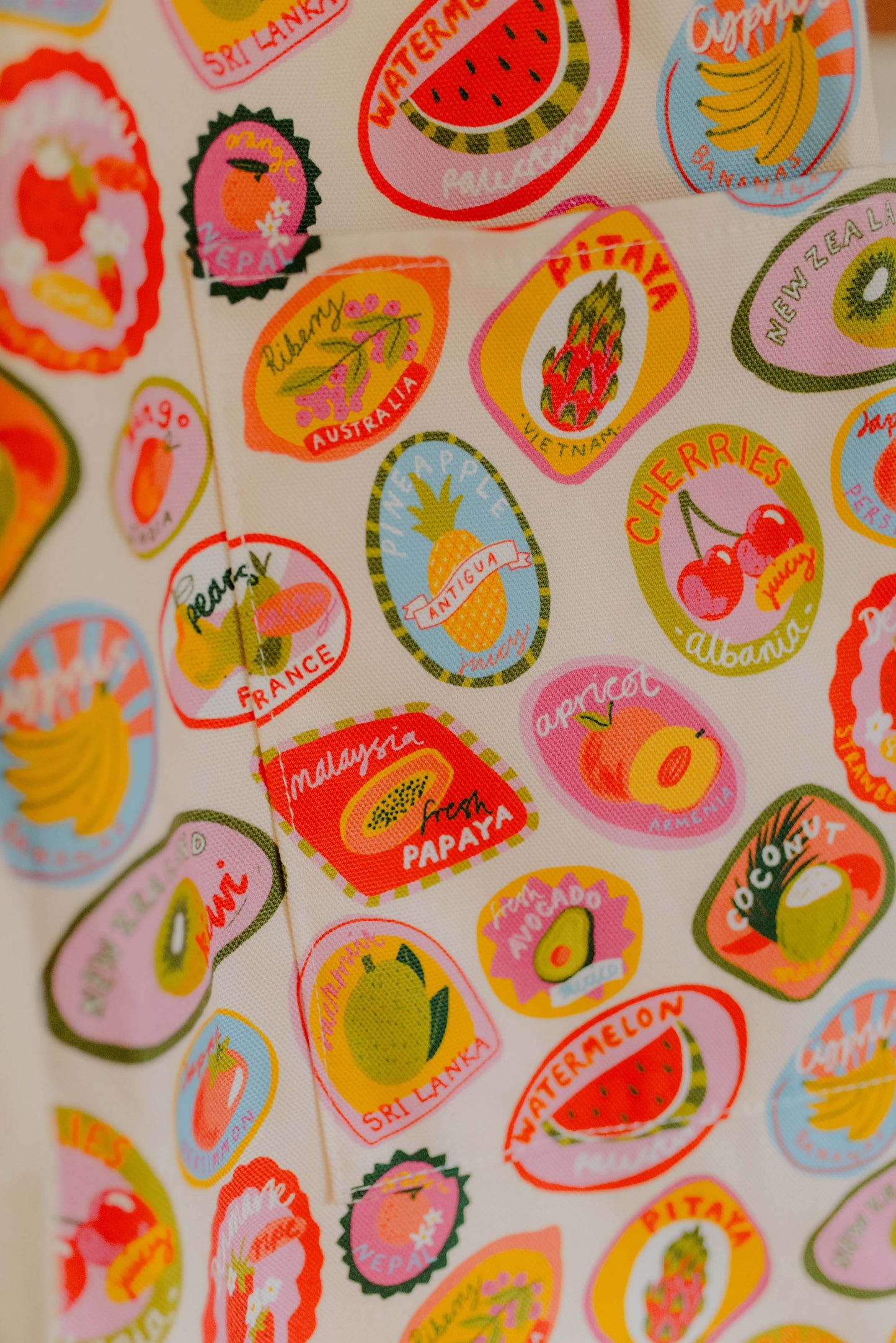 Fruit Stickers Organic Cotton Apron