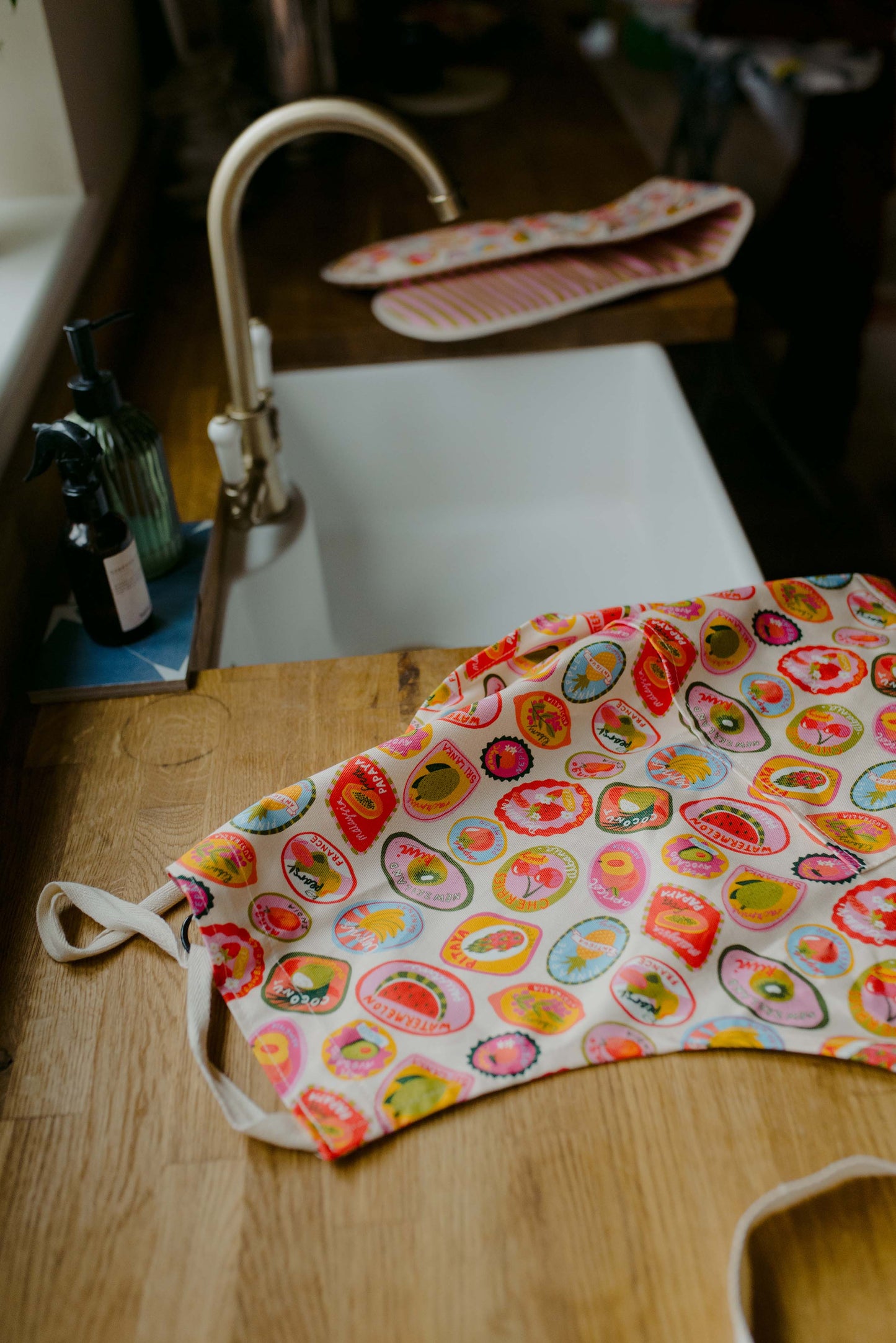 Fruit Stickers Organic Cotton Apron