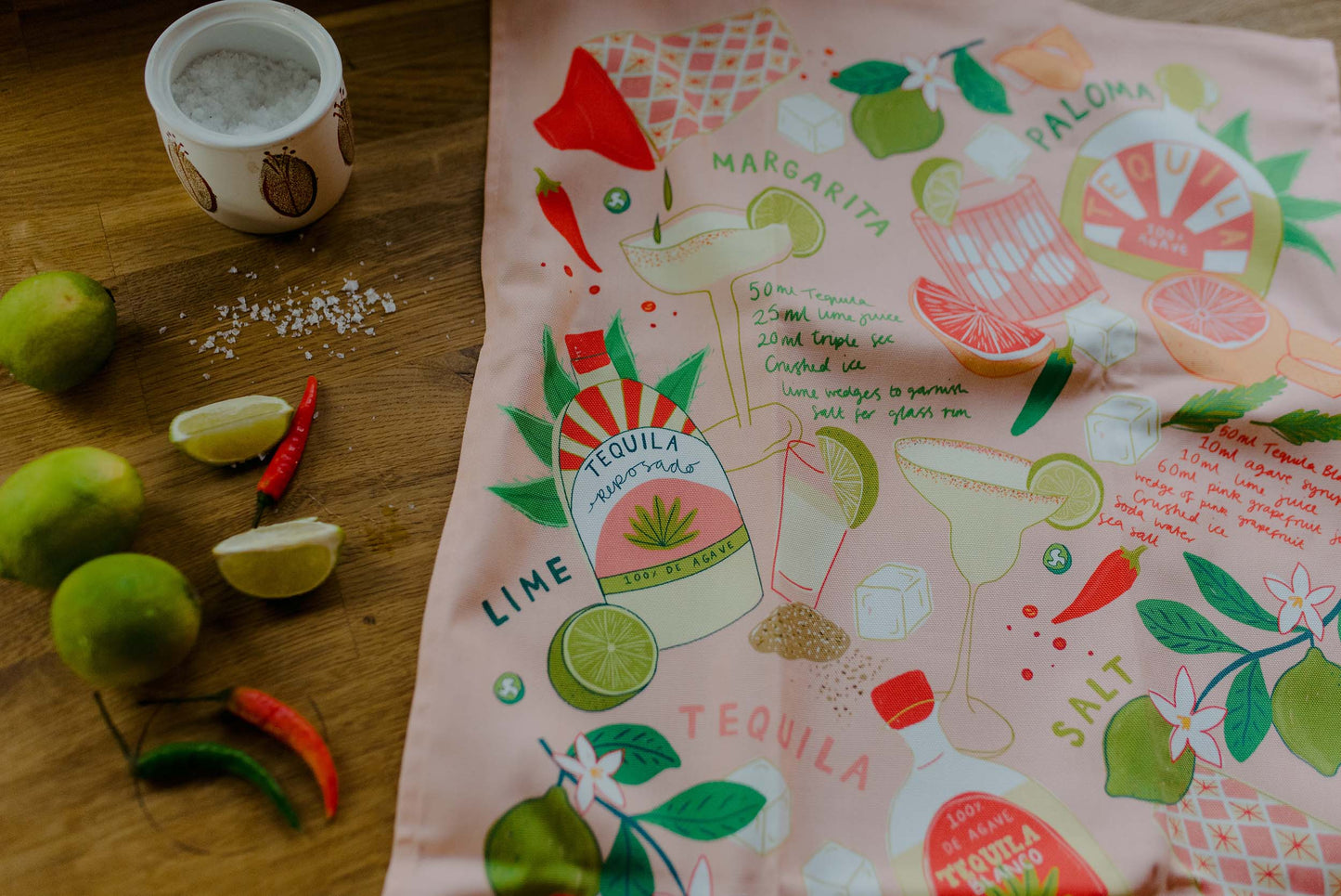 Paño de cocina de algodón orgánico Margaritas - PEDIDO ANTICIPADO