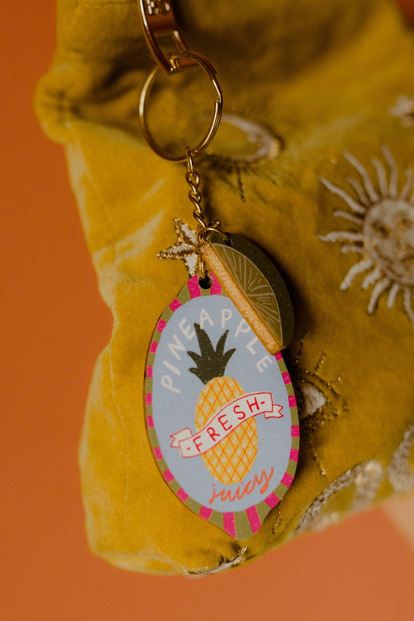 Pineapple sticker charm keychain
