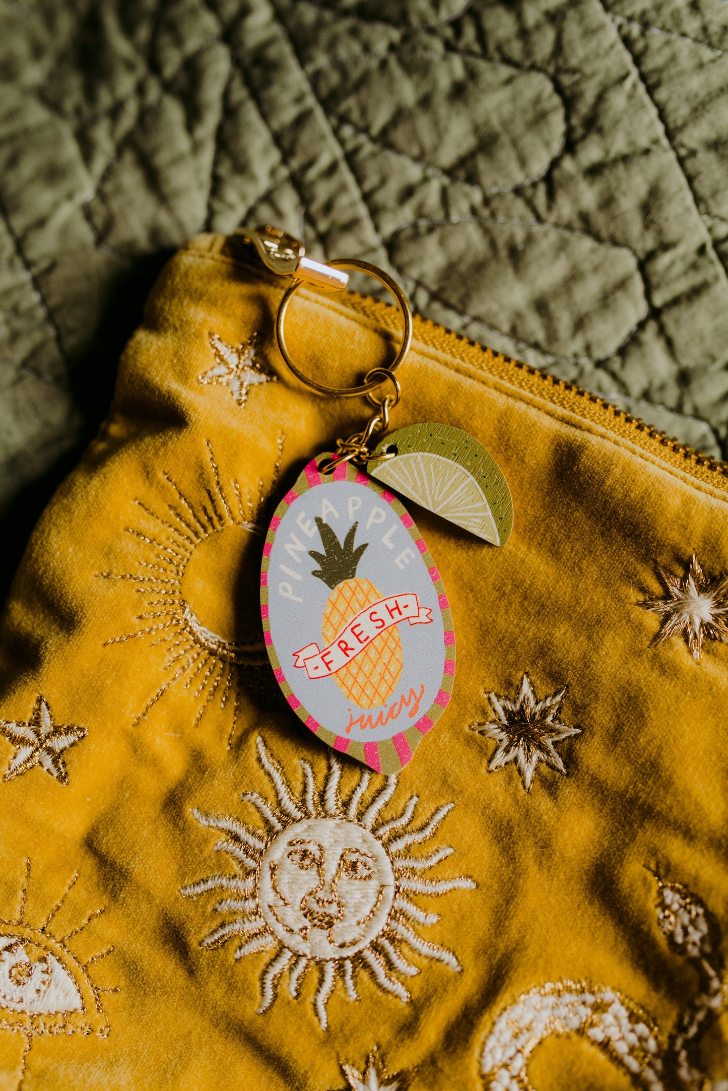 Pineapple sticker charm keychain