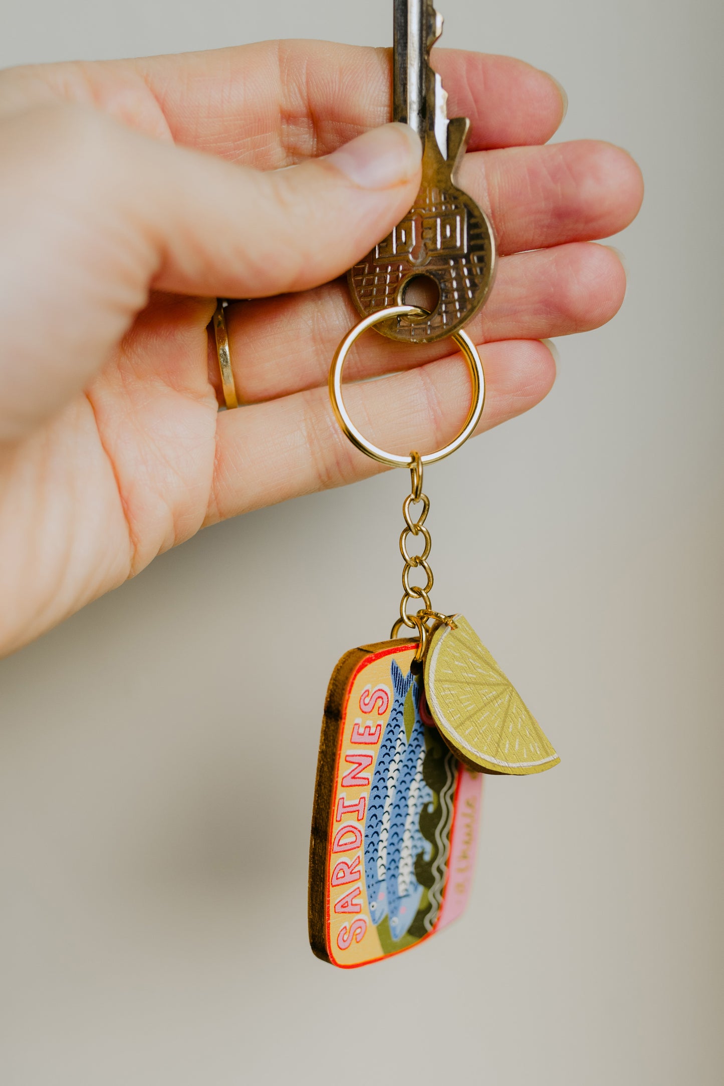 Sardines charm keychain