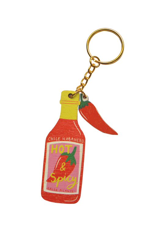 Hot Sauce charm keychain
