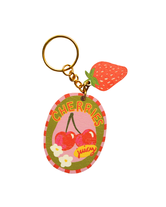 Cherries sticker charm keychain