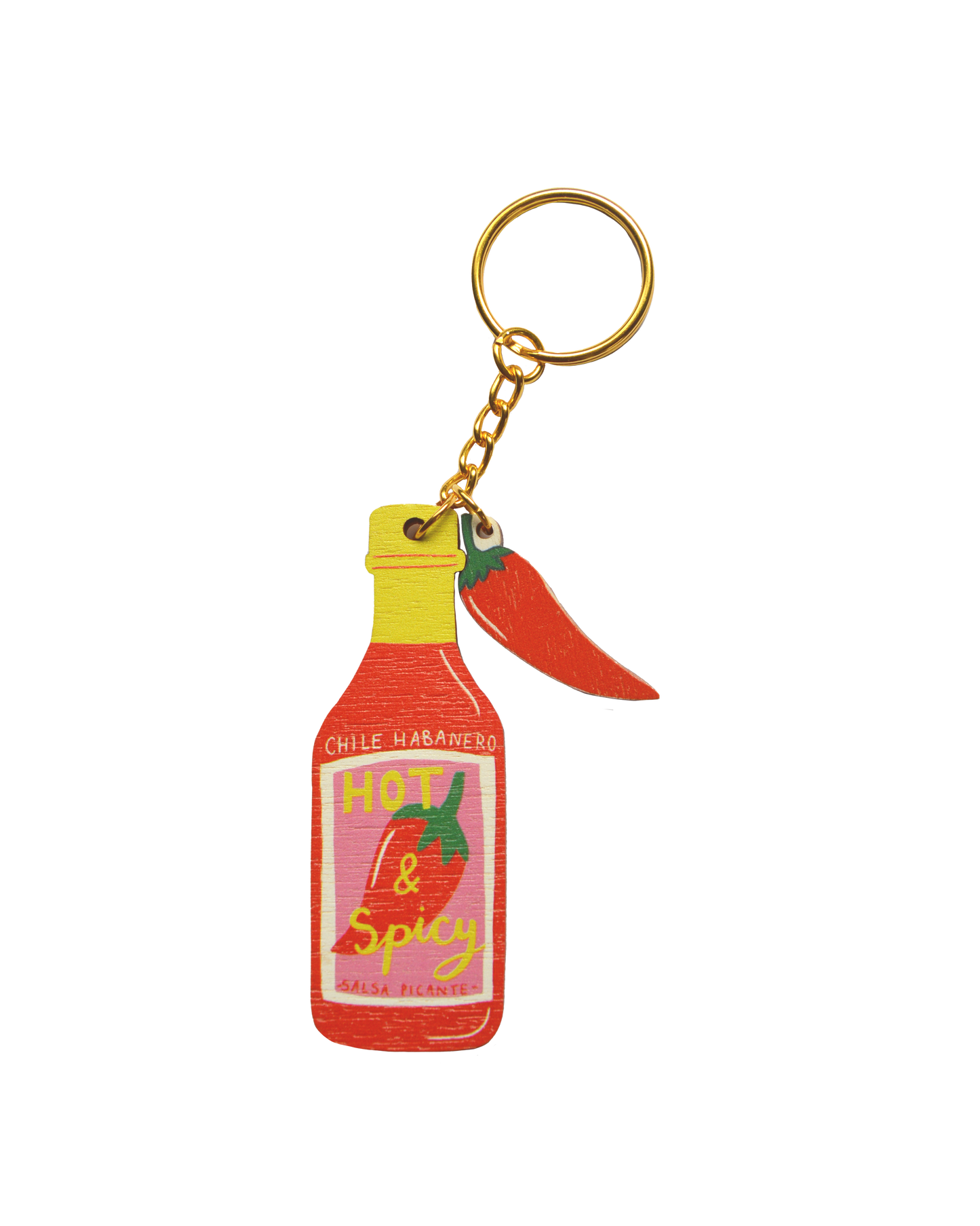 Hot Sauce charm keychain