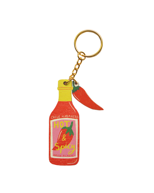 Hot Sauce charm keychain