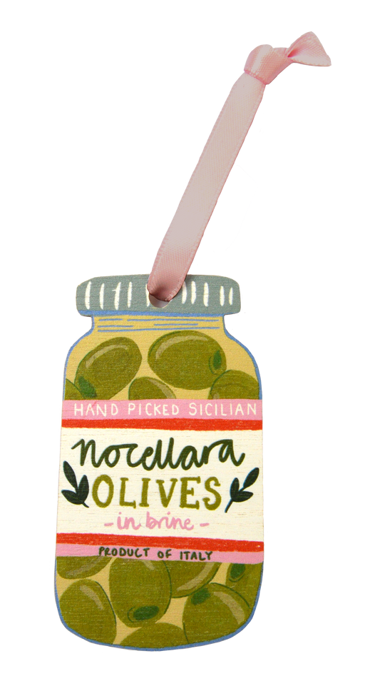 Decoración navideña con aceitunas Nocellara