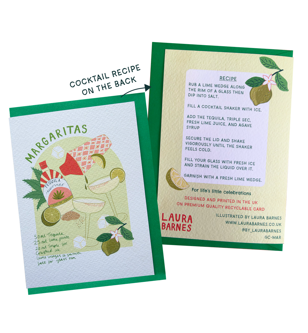 Margaritas Cocktail Recipe Greetings Card
